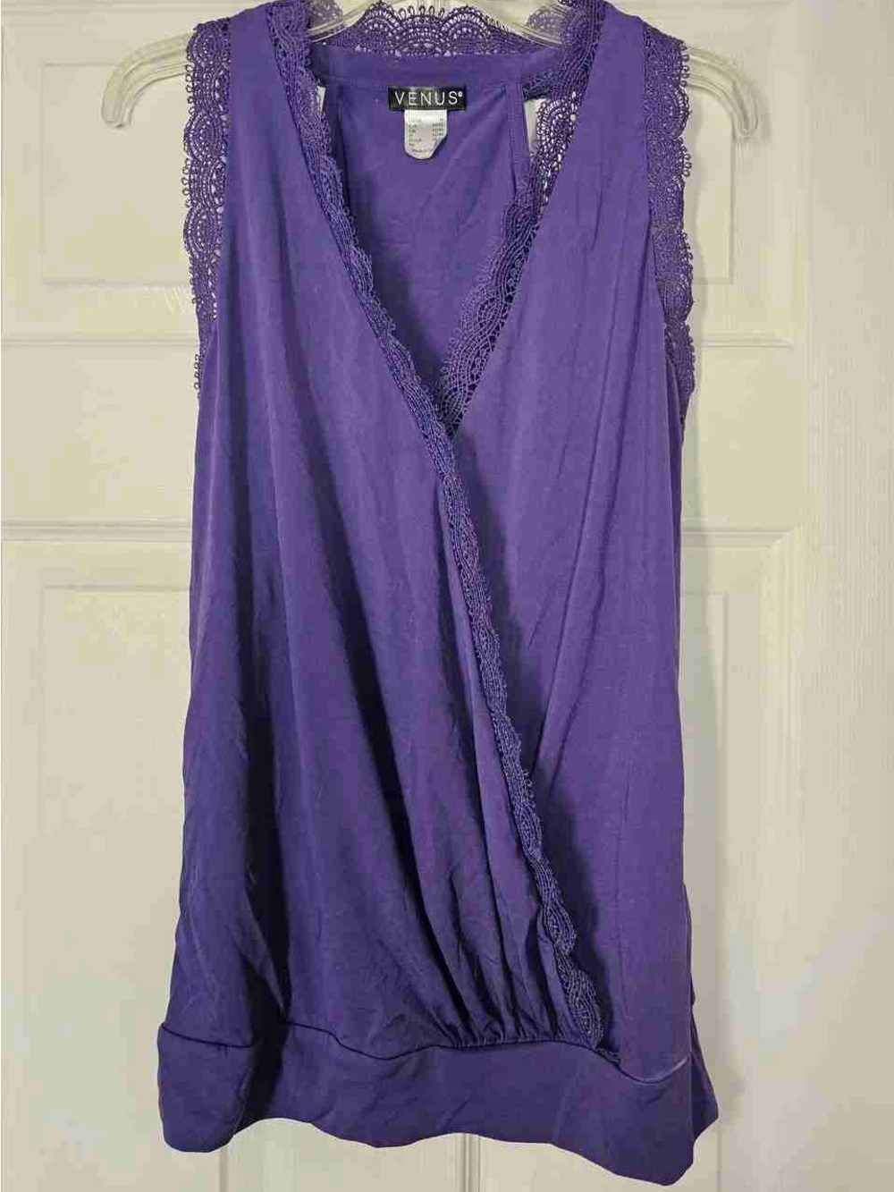 VENUS Purple Lace-Trim Sleeveless Chemise